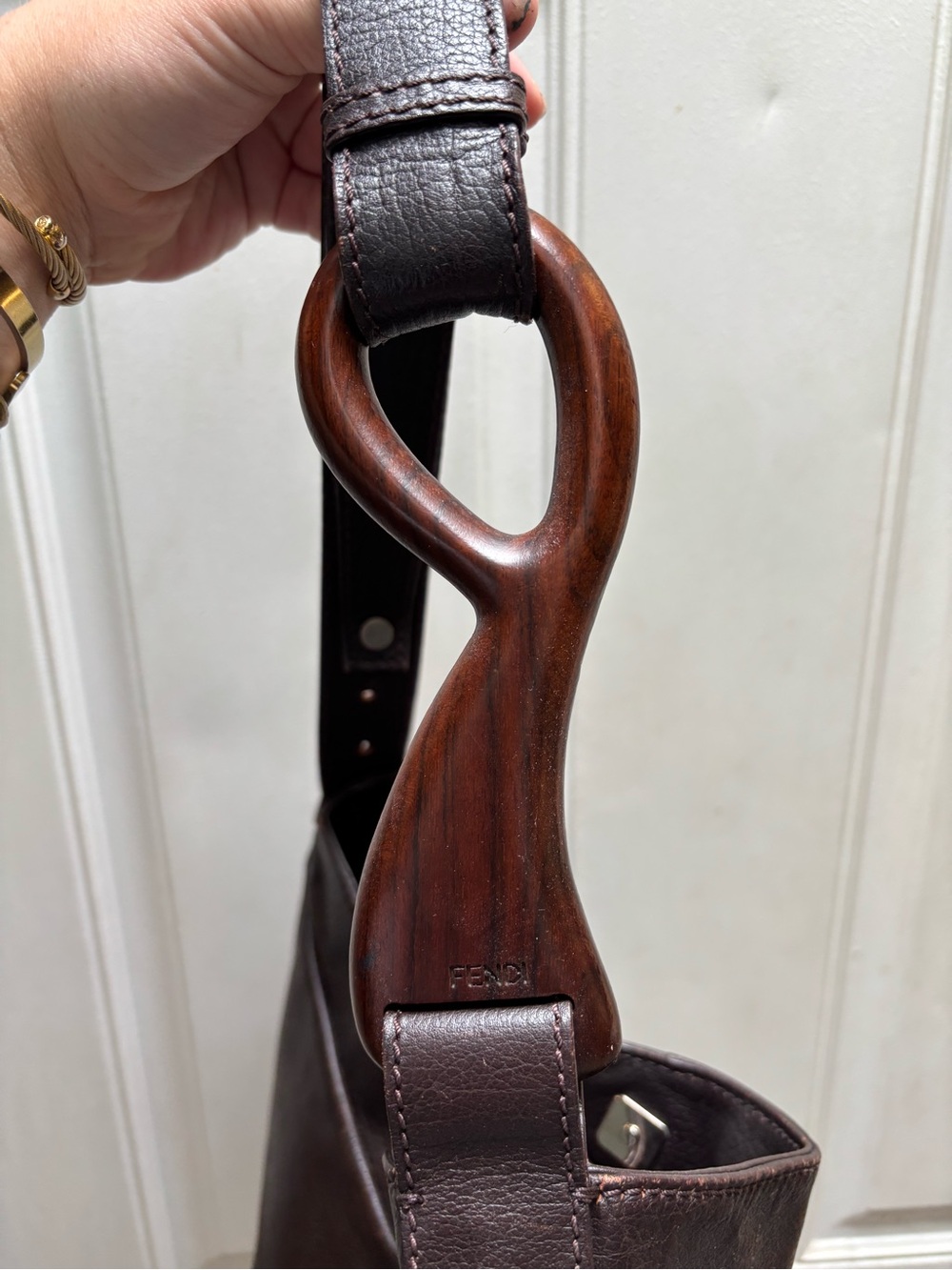 Fendi Dark Brown Leather Shoulder Bag - Picture 3 of 5